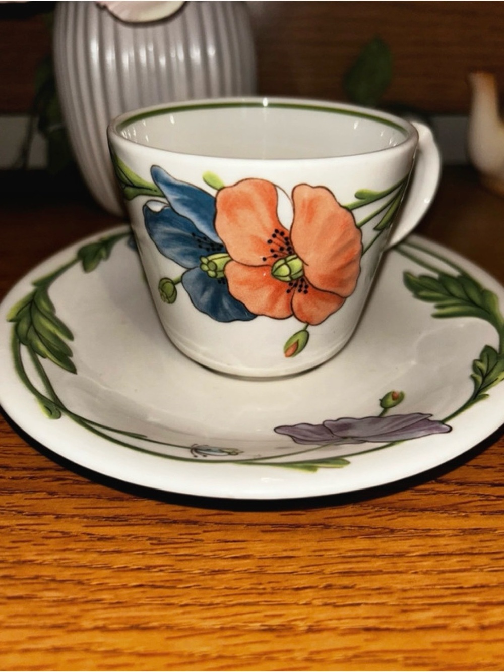 Vintage Villeroy & Bosch Amapola Tea Cup & Saucer with Poppy Pattern